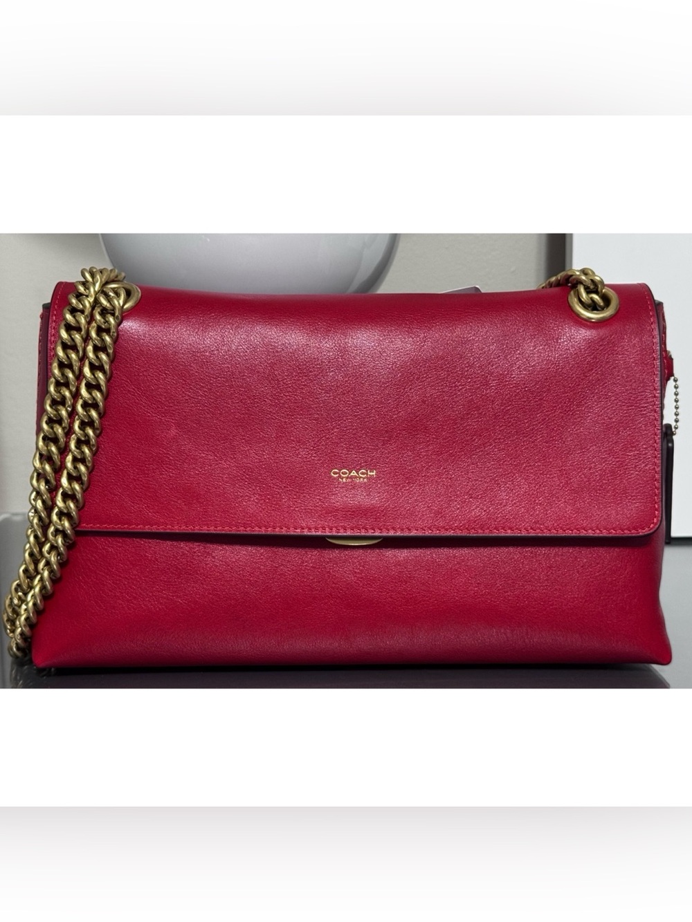 COACH Chelsea Shoulder Bag 30 With Chain, SCARLET RED